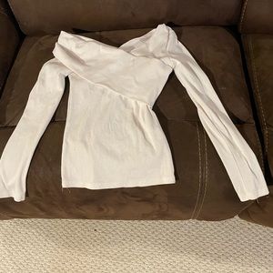 Worn once off shoulder white sweater material shirt from SHEIN